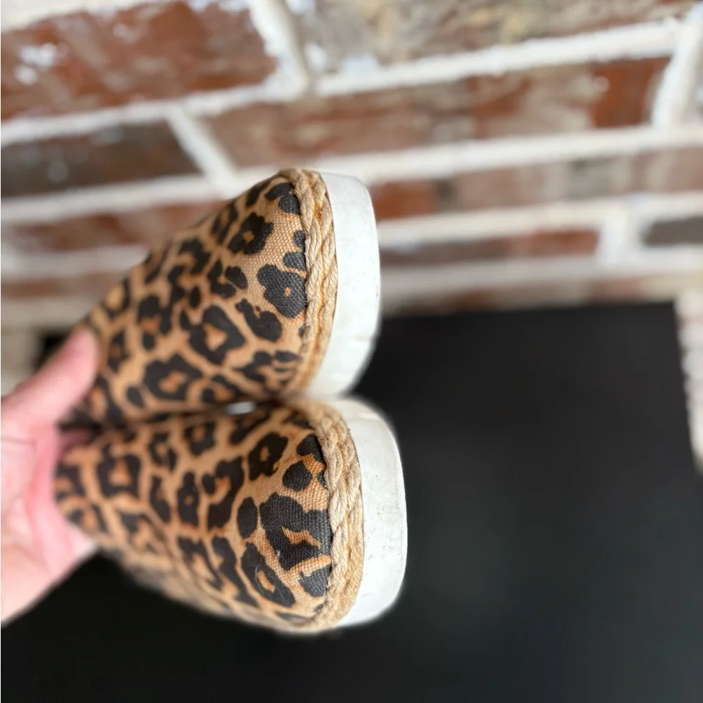Franco Sarto Serla Leopard Platform Wedge Espadrilles Size 8